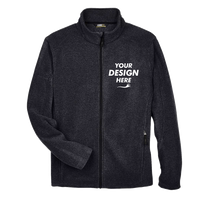 Core 365 Men's Tall Journey Fleece Jacket, Heather Charcoal, Front view, Mockup