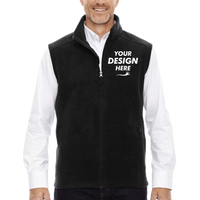 Core 365 Men's Tall Journey Fleece Vest, Black, Front view, Mockup