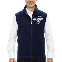 Core 365 Men's Tall Journey Fleece Vest, Classic Navy, Front view, Mockup