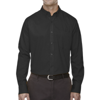 Core 365 Men's Tall Operate Twill Dress Shirt, Black, Front view
