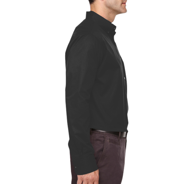 Core 365 Men's Tall Operate Twill Dress Shirt, Black, Right Sleeve view