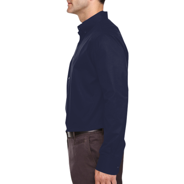 Core 365 Men's Tall Operate Twill Dress Shirt, Classic Navy, Left Sleeve view