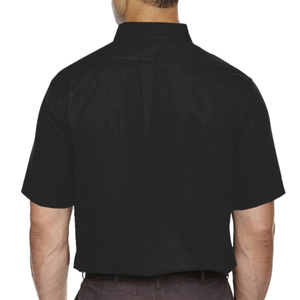 Core 365 Men's Tall Optimum Short Sleeve Twill Dress Shirt, Black, Back view