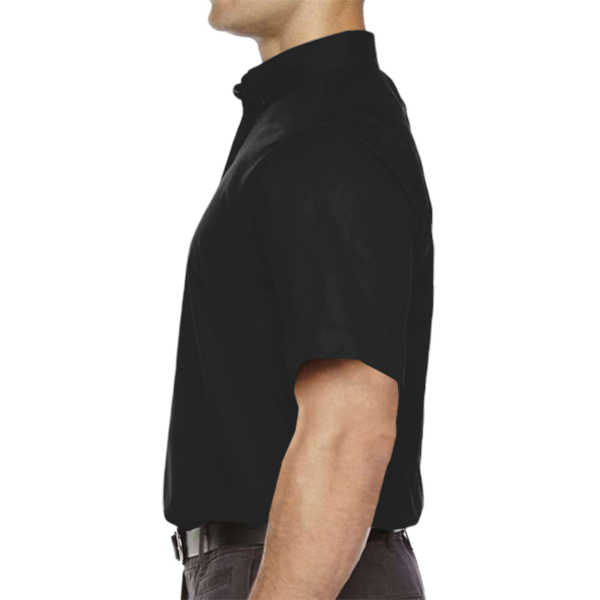 Core 365 Men's Tall Optimum Short Sleeve Twill Dress Shirt, Black, Left Sleeve view