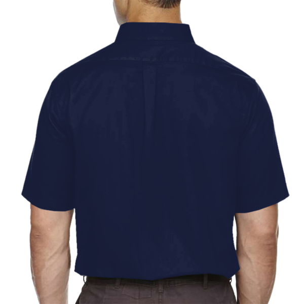 Core 365 Men's Tall Optimum Short Sleeve Twill Dress Shirt, Classic Navy, Back view