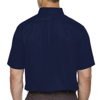 Core 365 Men's Tall Optimum Short Sleeve Twill Dress Shirt, Classic Navy, Back view