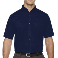 Core 365 Men's Tall Optimum Short Sleeve Twill Dress Shirt, Classic Navy, Front view