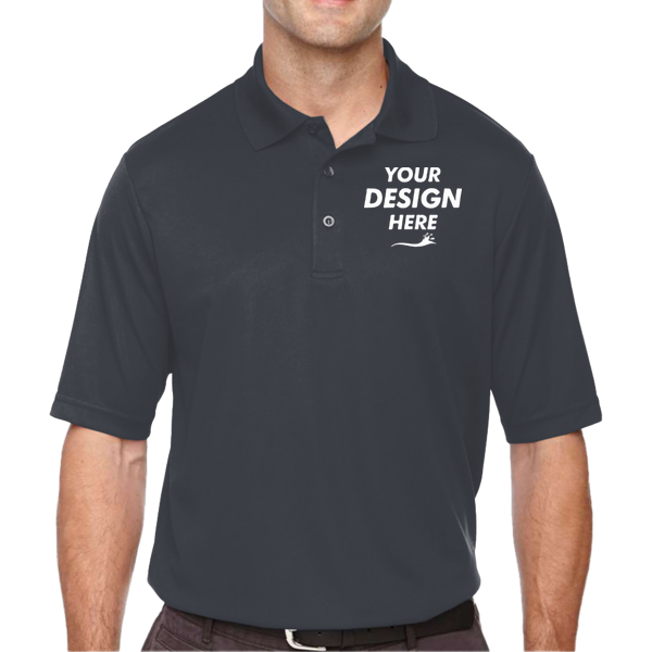 Core 365 Men's Tall Origin Performance Piqué Polo, Carbon, Front view, Mockup