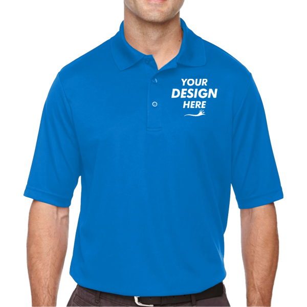 Core 365 Men's Tall Origin Performance Piqué Polo, True Royal, Front view, Mockup
