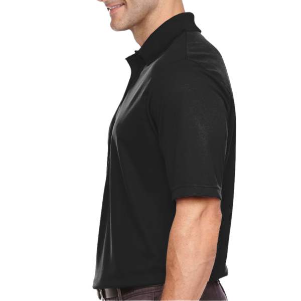 Core 365 Men's Tall Origin Performance Piqué Polo, Black, Left Sleeve view