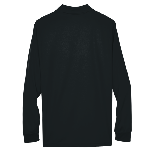 Core 365 Men's Tall Pinnacle Performance Long Sleeve Piqué Polo, Black, Back view