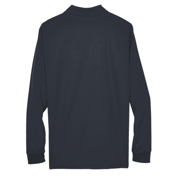 Core 365 Men's Tall Pinnacle Performance Long Sleeve Piqué Polo, Carbon, Back view
