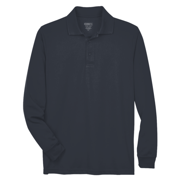 Core 365 Men's Tall Pinnacle Performance Long Sleeve Piqué Polo, Carbon, Front view