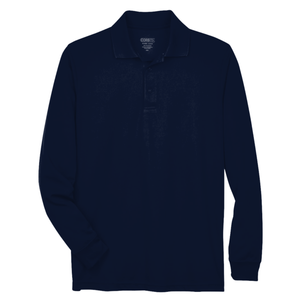 Core 365 Men's Tall Pinnacle Performance Long Sleeve Piqué Polo, Classic Navy, Front view