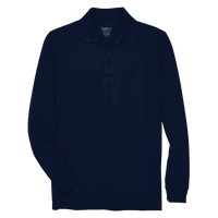 Core 365 Men's Tall Pinnacle Performance Long Sleeve Piqué Polo, Classic Navy, Front view