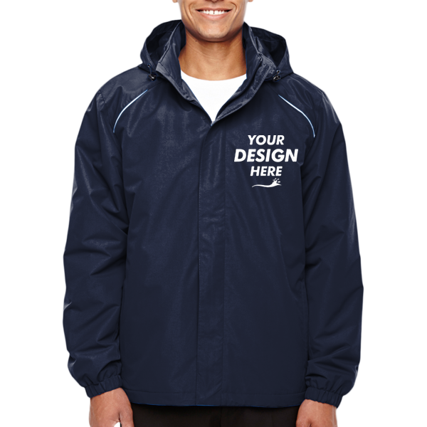 Core 365 Men's Tall Profile Fleece-Lined All-Season Jacket, Classic Navy, Front view, Mockup