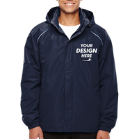 Core 365 Men's Tall Profile Fleece-Lined All-Season Jacket, Classic Navy, Front view, Mockup