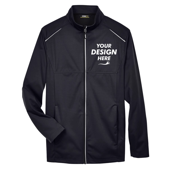 Core 365 Men's Tall Techno Lite Three-Layer Knit Tech-Shell, Black, Front view, Mockup