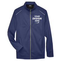 Core 365 Men's Tall Techno Lite Three-Layer Knit Tech-Shell, Classic Navy, Front view, Mockup