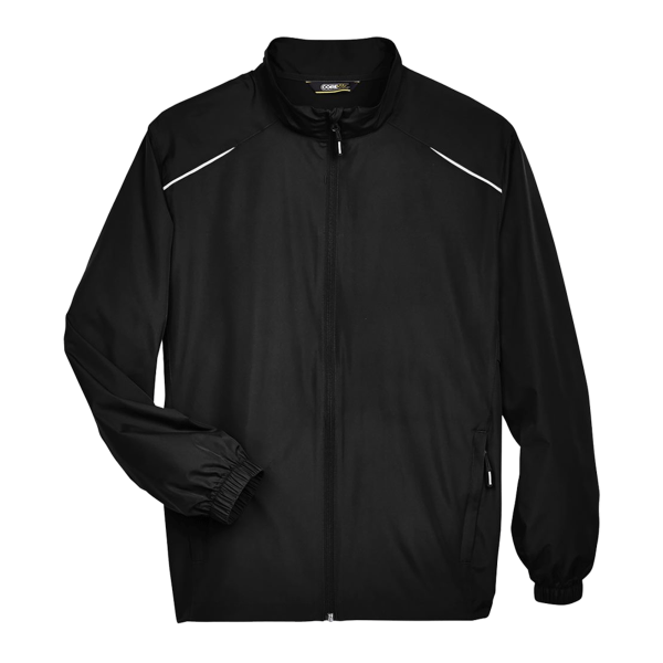 Core 365 Men's Techno Lite Motivate Unlined Lightweight Jacket, Black, Front view
