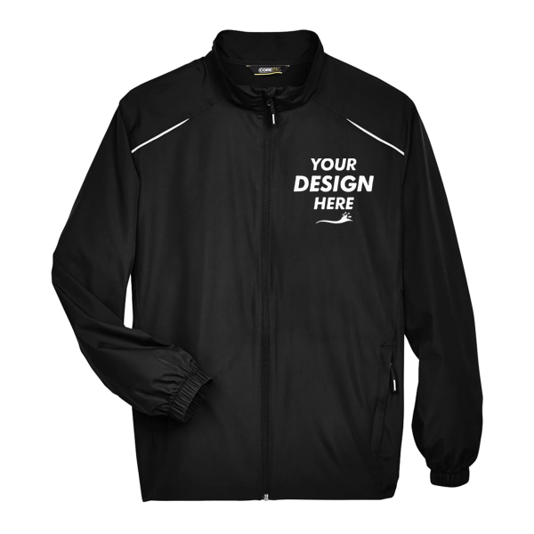 Core 365 Men's Techno Lite Motivate Unlined Lightweight Jacket, Black, Front view, Mockup