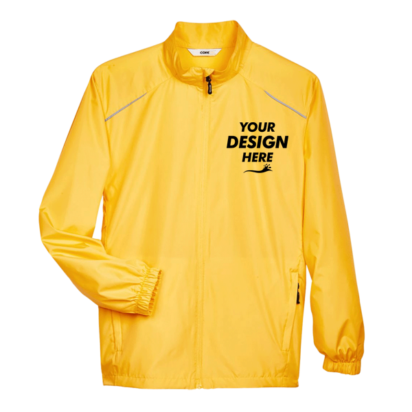 Core 365 Men's Techno Lite Motivate Unlined Lightweight Jacket, Campus Gold, Front view, Mockup