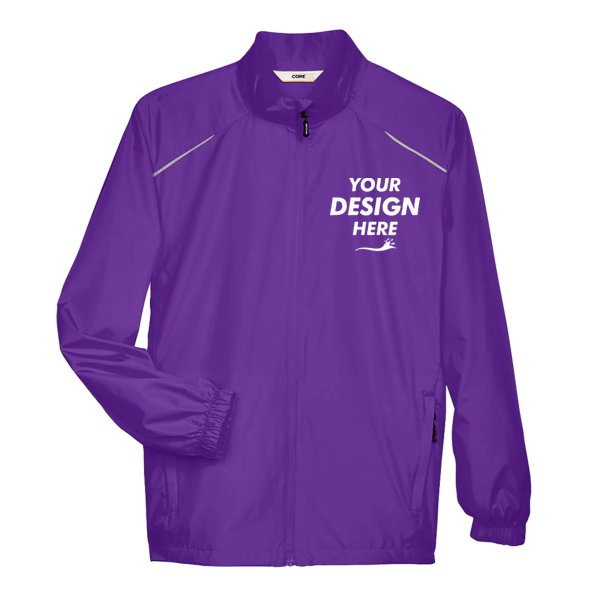 Core 365 Men's Techno Lite Motivate Unlined Lightweight Jacket, Campus Purple, Front view, Mockup