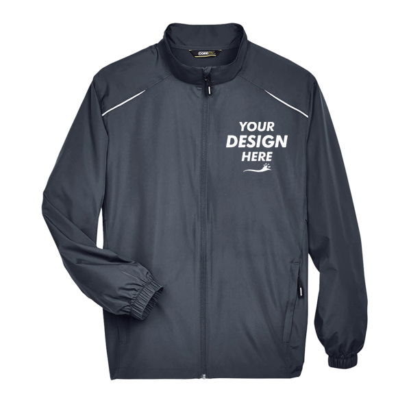 Core 365 Men's Techno Lite Motivate Unlined Lightweight Jacket, Carbon, Front view, Mockup