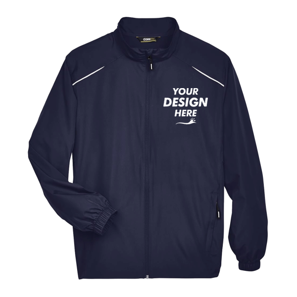 Core 365 Men's Techno Lite Motivate Unlined Lightweight Jacket, Classic Navy, Front view, Mockup