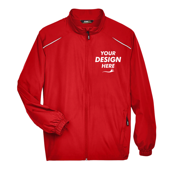 Core 365 Men's Techno Lite Motivate Unlined Lightweight Jacket, Classic Red, Front view, Mockup