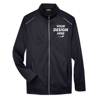 Core 365 Men's Techno Lite Three-Layer Knit Tech-Shell, Black, Front view, Mockup