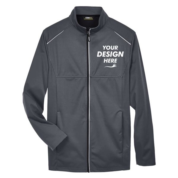 Core 365 Men's Techno Lite Three-Layer Knit Tech-Shell, Carbon, Front view, Mockup