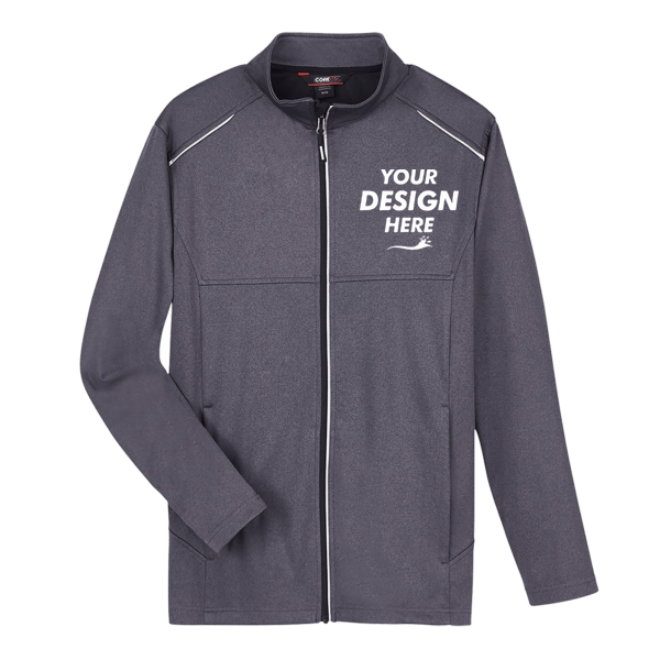 Core 365 Men's Techno Lite Three-Layer Knit Tech-Shell, Carbon Heather, Front view, Mockup