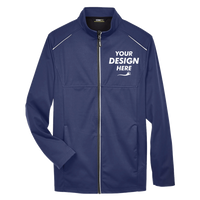 Core 365 Men's Techno Lite Three-Layer Knit Tech-Shell, Classic Navy, Front view, Mockup