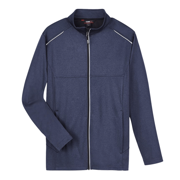 Core 365 Men's Techno Lite Three-Layer Knit Tech-Shell, Classic Navy Heather, Front view
