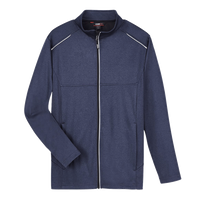 Core 365 Men's Techno Lite Three-Layer Knit Tech-Shell, Classic Navy Heather, Front view