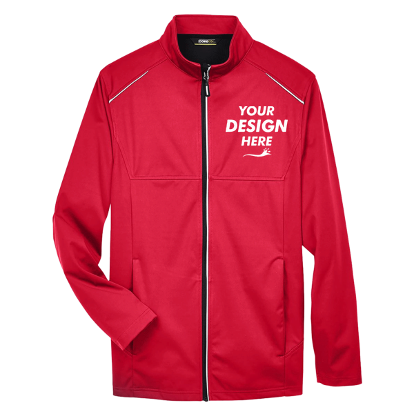 Core 365 Men's Techno Lite Three-Layer Knit Tech-Shell, Classic Red, Front view, Mockup