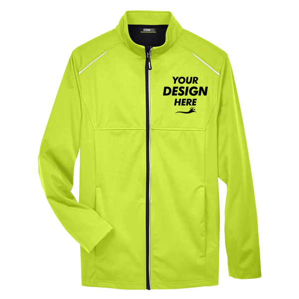 Core 365 Men's Techno Lite Three-Layer Knit Tech-Shell, Safety Yellow, Front view, Mockup