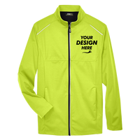 Core 365 Men's Techno Lite Three-Layer Knit Tech-Shell, Safety Yellow, Front view, Mockup