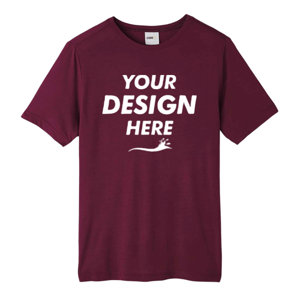 Core 365 Unisex Fusion ChromaSoft™ Performance T-Shirt, Burgundy, Front view, Mockup