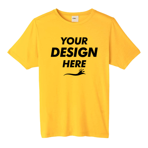 Core 365 Unisex Fusion ChromaSoft™ Performance T-Shirt, Campus Gold, Front view, Mockup