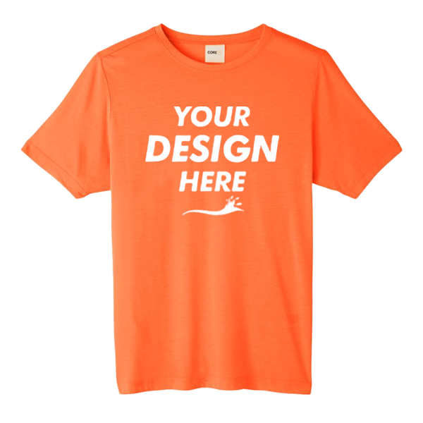 Core 365 Unisex Fusion ChromaSoft™ Performance T-Shirt, Campus Orange, Front view, Mockup