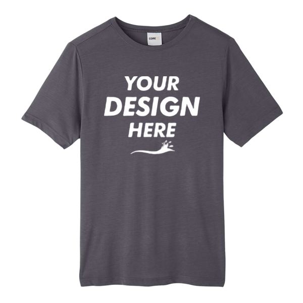 Core 365 Unisex Fusion ChromaSoft™ Performance T-Shirt, Carbon, Front view, Mockup