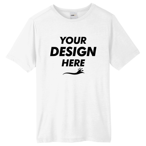 Core 365 Unisex Tall Fusion ChromaSoft™ Performance T-Shirt, White, Front view, Mockup