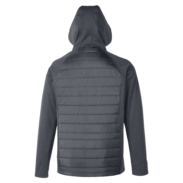 Core 365 Unisex Techno Lite Hybrid Hooded Jacket, Carbon, Back view