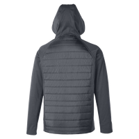 Core 365 Unisex Techno Lite Hybrid Hooded Jacket, Carbon, Back view