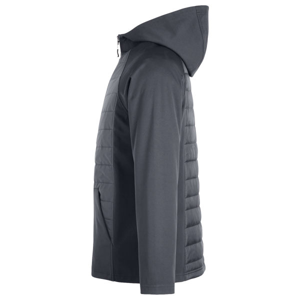 Core 365 Unisex Techno Lite Hybrid Hooded Jacket, Carbon, Left Sleeve view