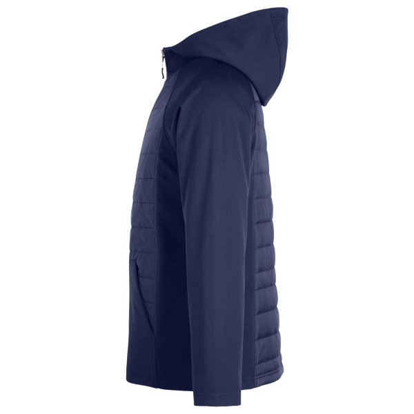 Core 365 Unisex Techno Lite Hybrid Hooded Jacket, Classic Navy, Left Sleeve view