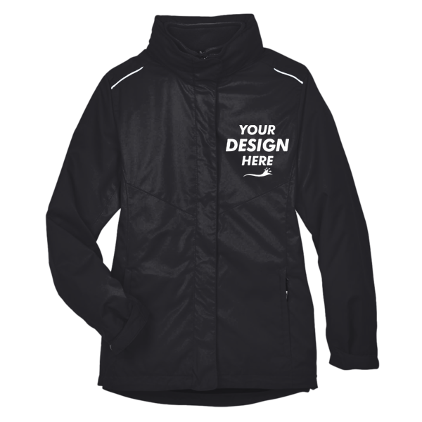 Core 365 Women's 3-in-1 Jacket with Fleece Liner, Black, Front view, Mockup