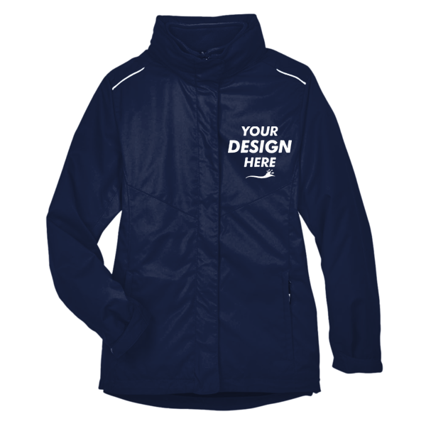 Core 365 Women's 3-in-1 Jacket with Fleece Liner, Classic Navy, Front view, Mockup